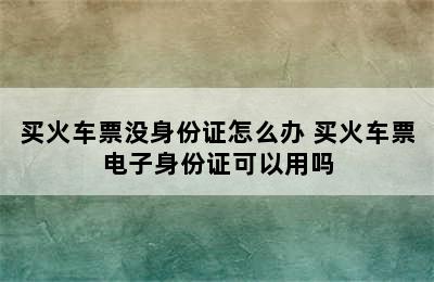 买火车票没身份证怎么办 买火车票电子身份证可以用吗